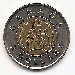 Тайга- половина территории Канады 2 доллара Канада 2011