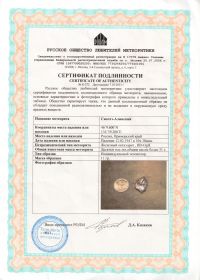 Метеорит Сихотэ-Алинь с сертификатом.