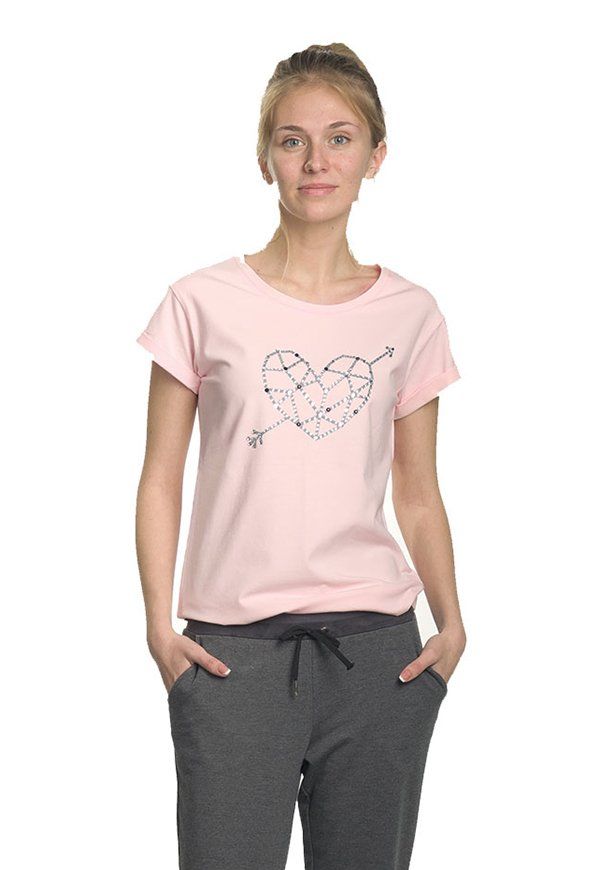 Розовая женская футболка Сердце