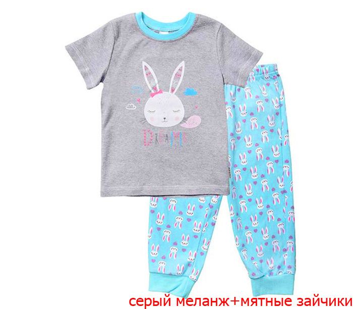 Пижама для девочки Мятные зайчики