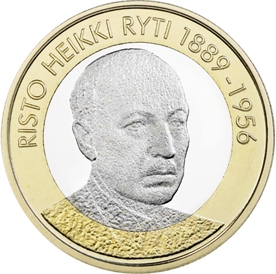 Ристо Хейкки Рюти (президент 1940-1944)  5 евро Финляндия 2017