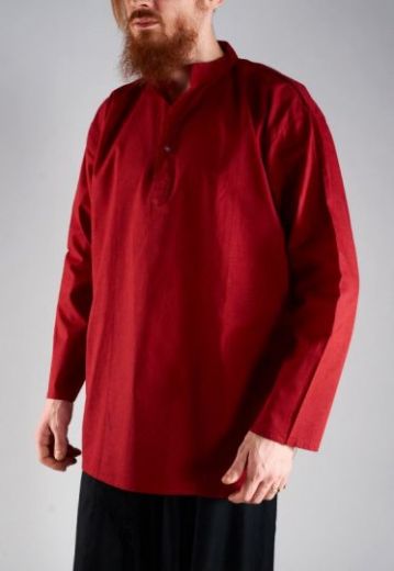 бордовая недорогая мужская рубашка из хлопка, купить в Москве