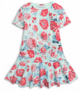 Платье для девочки в цвете бирюза с розами от Пеликан