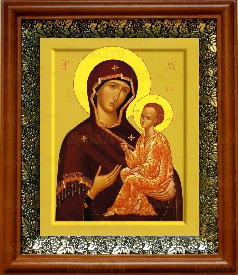 Тихвинская икона Божьей Матери (19х22), светлый киот