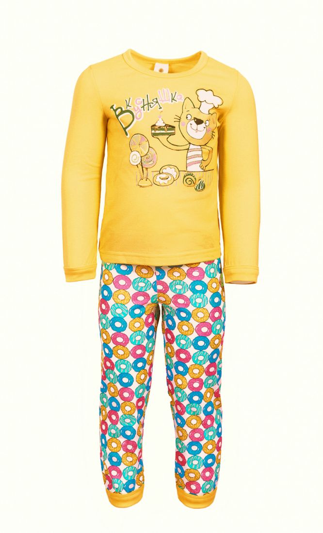 Желтая пижама для девочки Кот