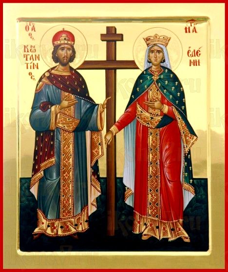 Константин и Елена (рукописная икона)