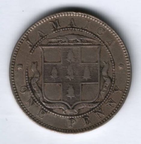 1 пенни 1880 г. XF Ямайка