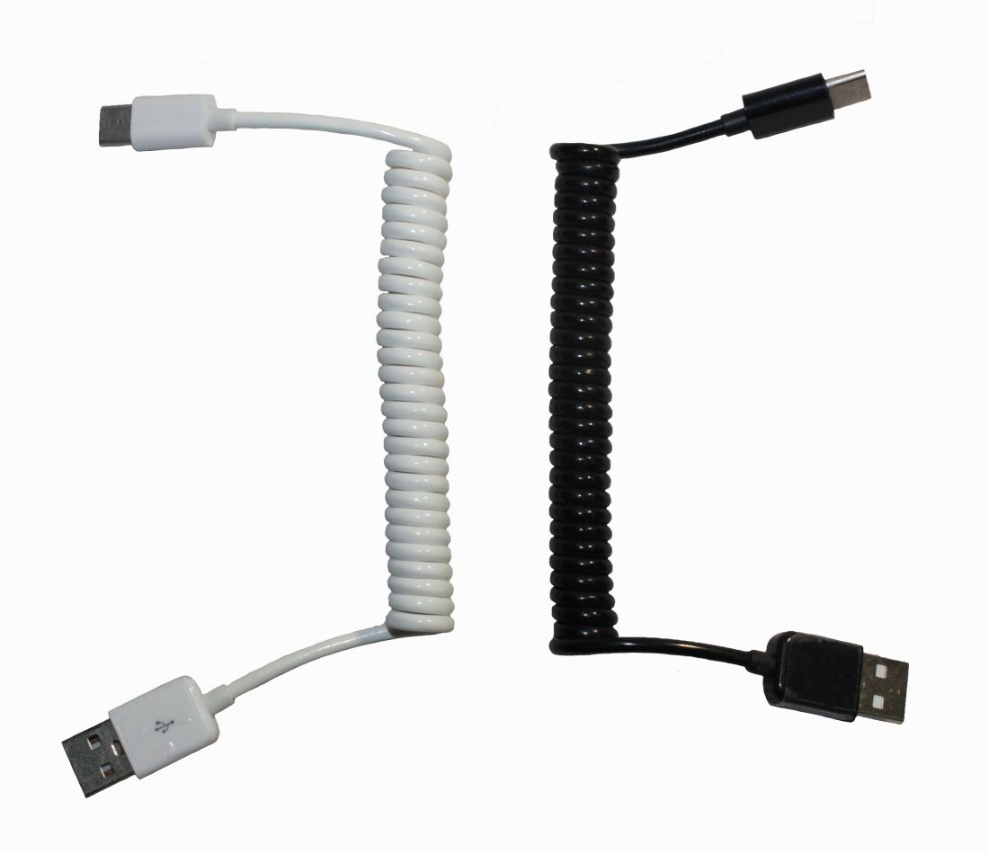 Кабель-пружина USB(C)-USB / длина 1м