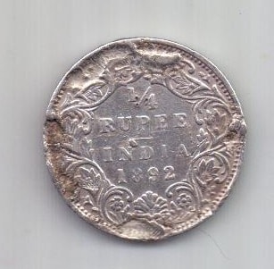 1/4 рупии 1892 Индия Великобритания