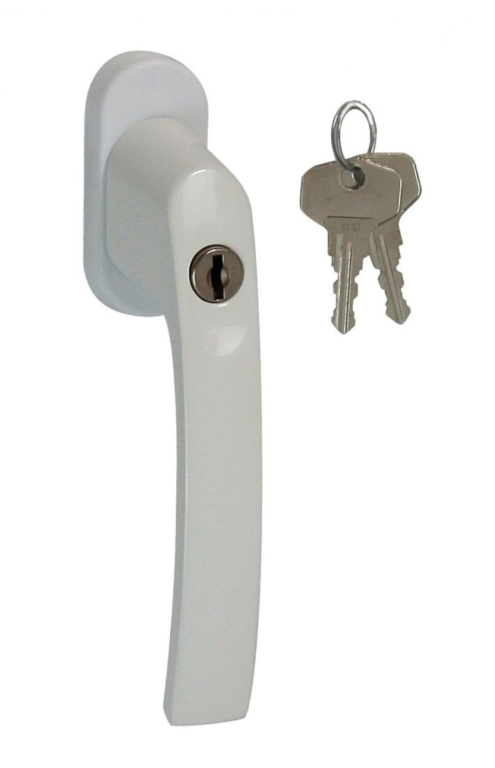 Ручка оконная с кнопкой/ключом (PLUTON) штифт 35 мм., для окон и дверей
