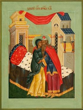 Зачатие Иоанна Предтечи (рукописная икона)