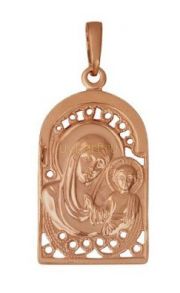 Позолоченная православная подвеска-образок Богоматери и младенца Иисуса (арт. 788016)
