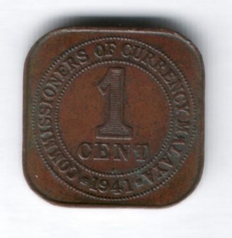 1 цент 1941 г. редкий год Малайя