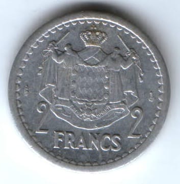 2 франка 1943 г. Монако