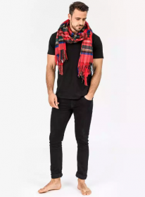 Роскошный экстра-большой шотландский  шарф, высокая плотность, 100 % драгоценный кашемир , Тартан Стюарт Королевский (премиум)