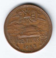 20 сентаво 1953 г. AUNC Мексика