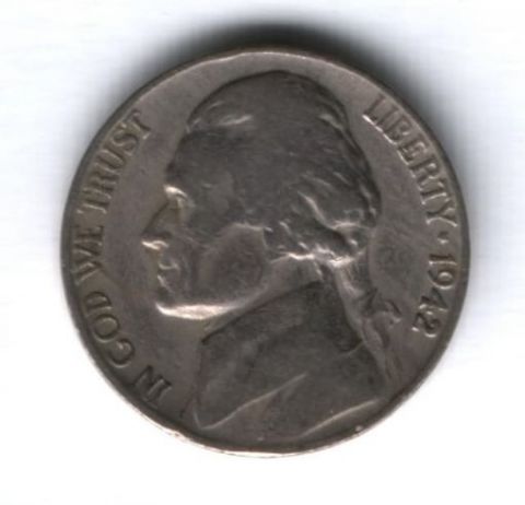 5 центов 1942 г. редкий тип, D over D, США