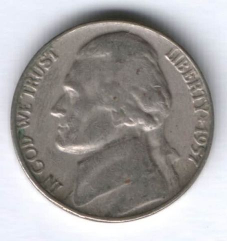5 центов 1957 г. США