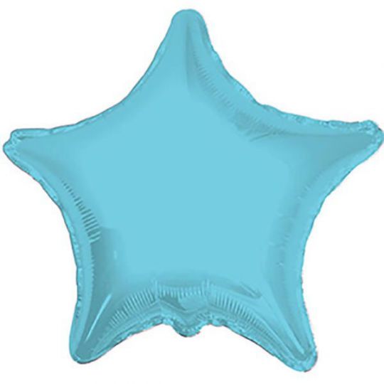 Звезда голубая металлик шар фольгированный с гелием