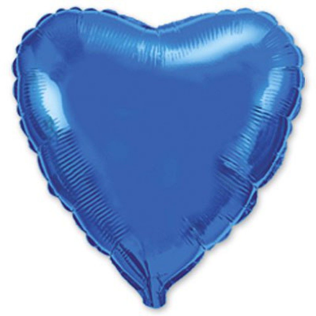 Сердце синее шар фольгированный с гелием