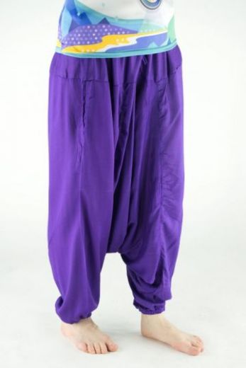 Купить яркие фиолетовые штаны алладины из вискозы, интернет магазин