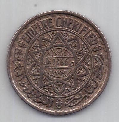 20 франков 1366 г. AUNC. Марокко