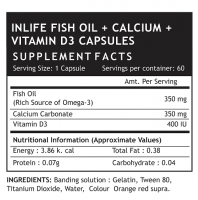 Рыбий жир Омега-3 + Кальций + Витамин D3 в капсулах Инлайф | INLIFE Fish Oil Omega 3, Calcium Vitamin D3 Supplement