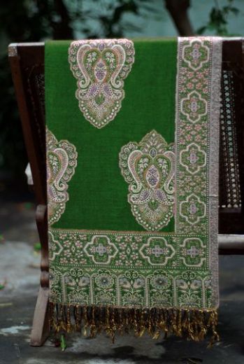 Индийский хлопковый палантин зеленого цвета