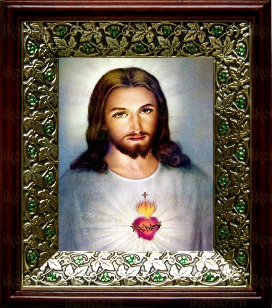 Сердце Иисуса Христа (21х24), киот со стразами
