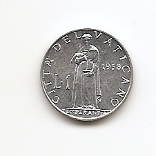 1 лира (Регулярный выпуск) Ватикан  1958(MCMLVIII)