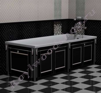 Экран для ванны "Руссильон PROVENCE складной, черный с серебром"