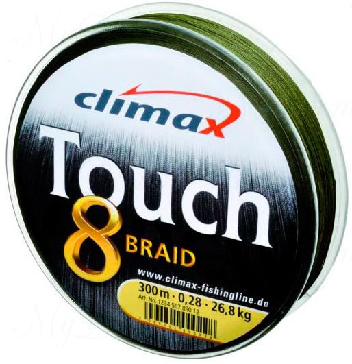 Плетёный шнур Сlimax Touch 8 Braid (тёмно-зеленый)135м 0,25мм 24кг (круглый)