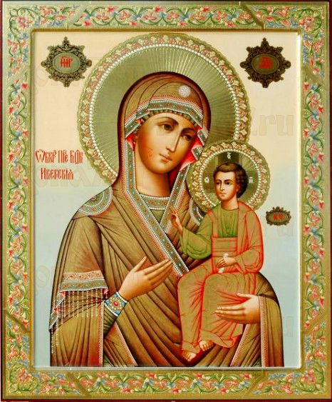 Иверская икона Божией Матери (рукописная с резьбой)