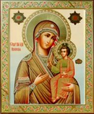 Иверская икона Божией Матери (рукописная с резьбой)