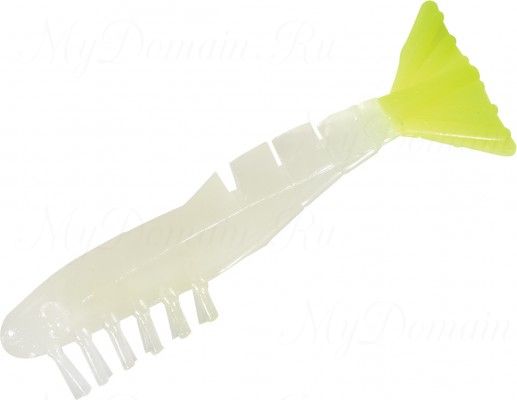 Креветки MISTER TWISTER Exude Shrimp 7 см. уп. 5 шт. LSST (съедобная, люминесцентный с лимонным хвостом) фирменная упак. NEW