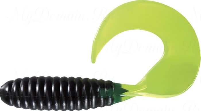Твистер MISTER TWISTER FAT Curly Tail 9 cm 310-Black/Chartreuse уп. 8 шт. фирменная упаковка