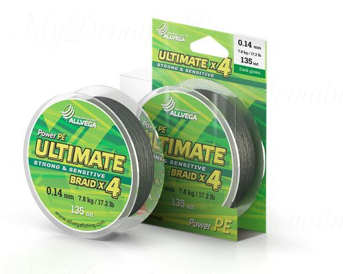Шнур плетёный ALLVEGA "Ultimate" 135м тёмно-зелёный 0,12мм (6,6кг)