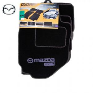 Коврики текстильные для Mazda MPV II в салон автомобиля Doumat (Польша) - 5 шт | Автоковрики ворсовые (велюровые) в машину Мазда МПВ - черные