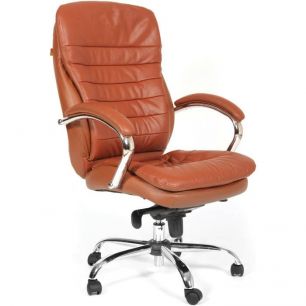 Кресло CHAIRMAN 795/brown для руководителя, кожа, цвет коричневый