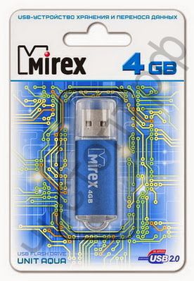 флэш-карта Mirex 4GB UNIT AQUA (ecopack)