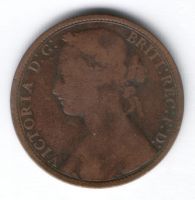 1 пенни 1877 г. Великобритания