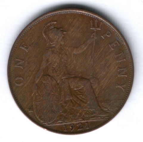 1 пенни 1921 г. Великобритания