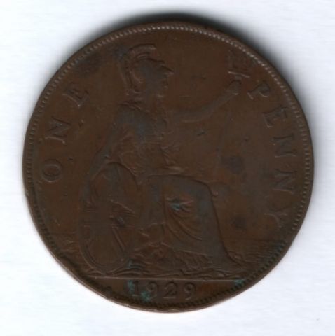 1 пенни 1929 г. Великобритания