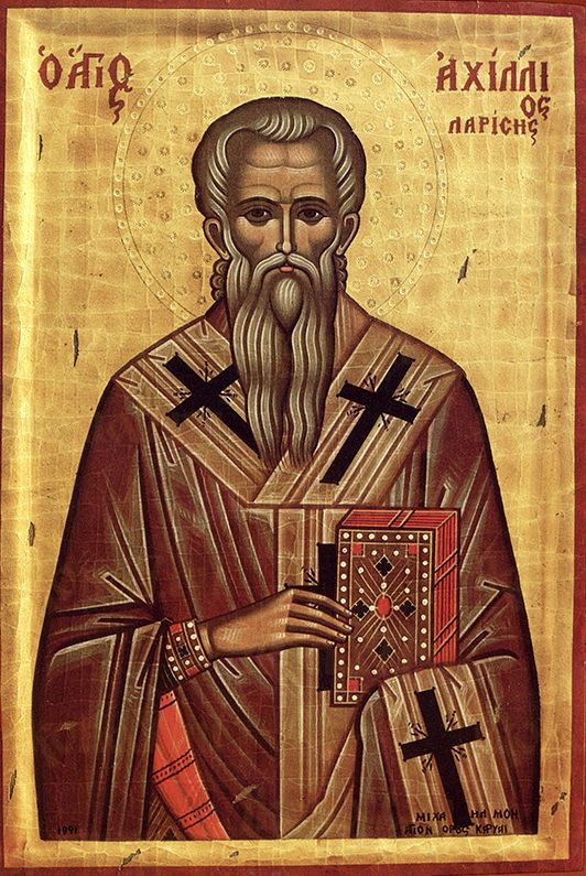 Ахиллий Ларисский (рукописная икона)