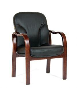 Кресло CHAIRMAN 658 для посетителя, кожа, цвет черный