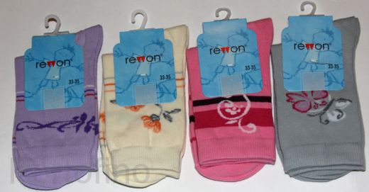 101-002 Размер 30-32 (19-20 см ) Носочки для девочек  с компьютерным рисунком Rewon