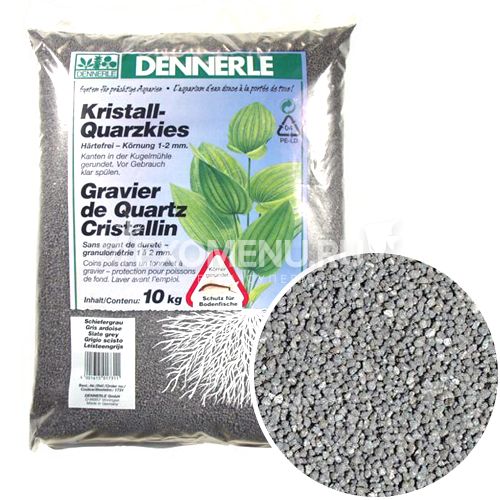 Dennerle Kristall-Quarz, гравий фракции 1-2 мм, цвет сланцево-серый