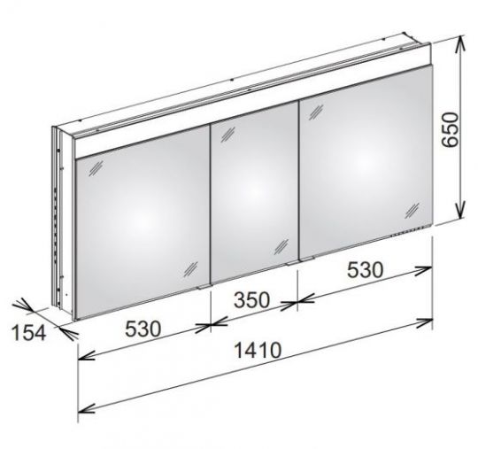 Keuco Edition 400 Зеркальный шкаф для встраиваемого монтажа 21513 141х65 схема 3