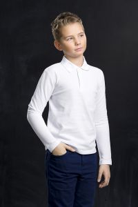 BJRP8007 Белая рубашка-поло для мальчика в школу Пеликан