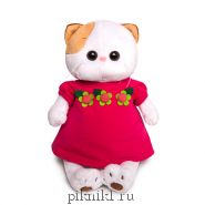 Кошечка Ли-Ли в малиновом платье с цветочками